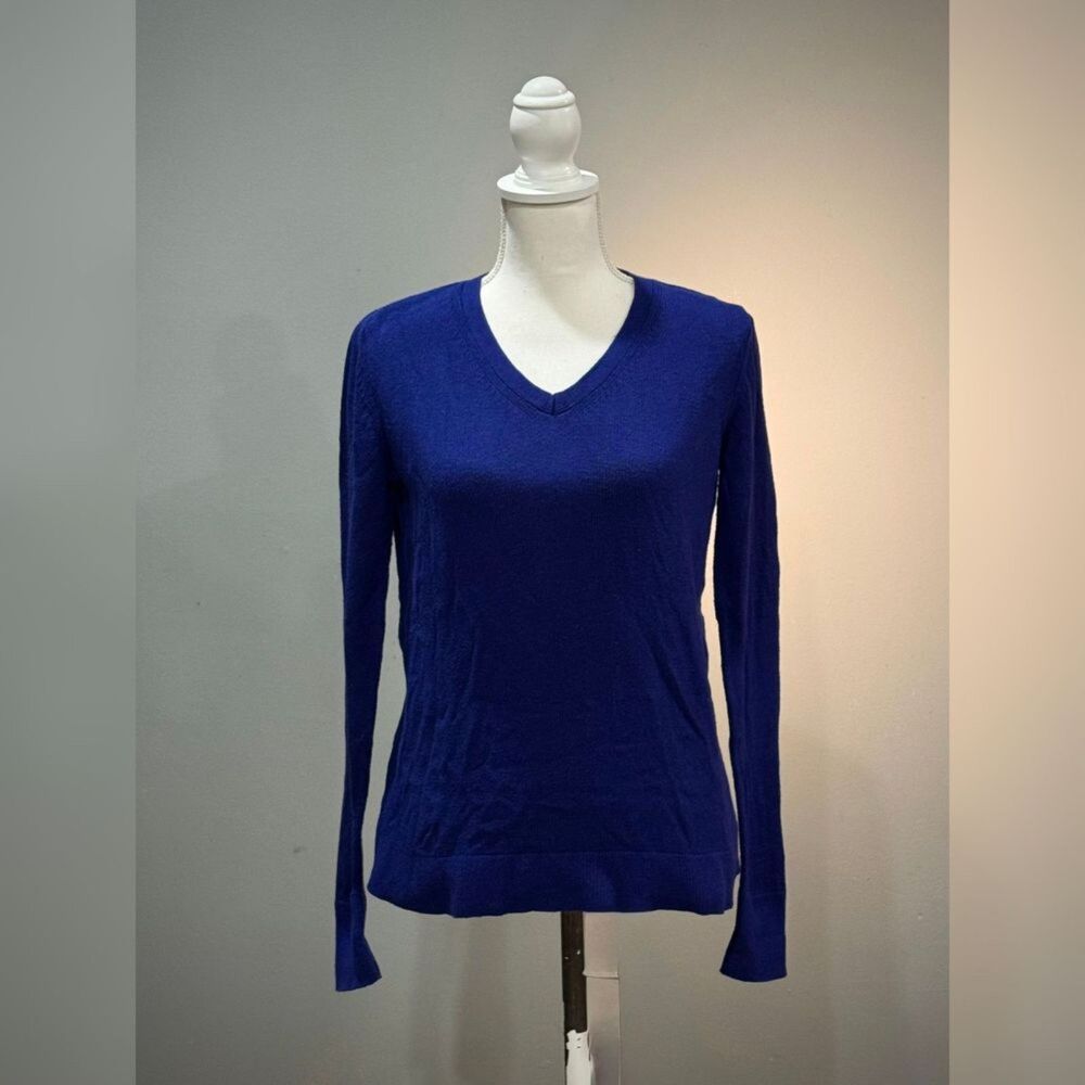 Blue Ann Taylor Factory Medium Weight V-Neck Sweater Size S EUC